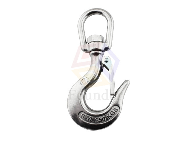 Swivel lifting hook with safety latch